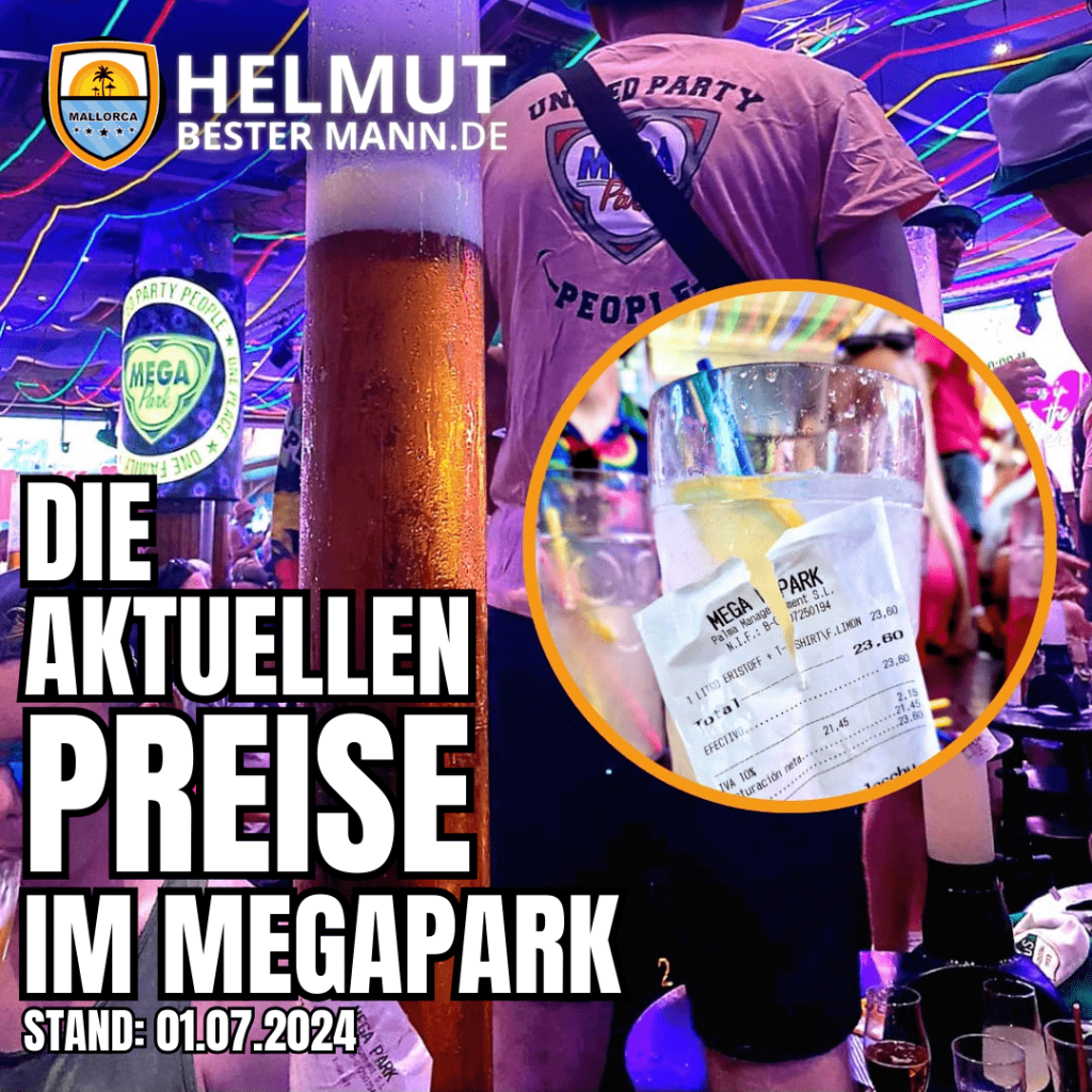 Megapark Preise - Getränkekarte Megapark - Preise Megapark aktuell - Preise Megapark 2024 - Preise im Megapark - Getränkepreise im Megapark - Malle - Wodka Lemon - 5 Liter Säule Megapark - Ballermann - Megapark
